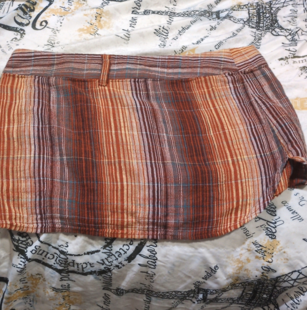 Free People Plaid Mini Skirt in Orange and Brown